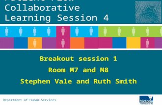 Department of Human Services Patient Flow Collaborative Learning Session 4 Breakout session 1 Room M7 and M8 Stephen Vale and Ruth Smith.