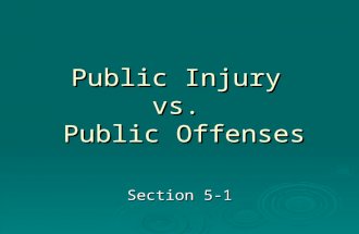 Public Injury vs. Public Offenses Section 5-1 How Do Crimes and Torts Differ?  A crime is an offense against society. It is a public wrong.  A tort.