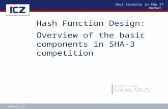 Your Security in the IT Market  Hash Function Design: Overview of the basic components in SHA-3 competition Daniel Joščák, S.ICZ a.s. & MFF UK.