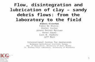 1 Flow, disintegration and lubrication of clay – sandy debris flows: from the laboratory to the field Anders Elverhøi Fabio De Blasio Dieter Issler Johann.