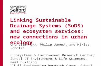 Linking Sustainable Drainage Systems (SuDS) and ecosystem services: new connections in urban ecology Chunglim Mak 1, Philip James 1, and Miklas Scholz.