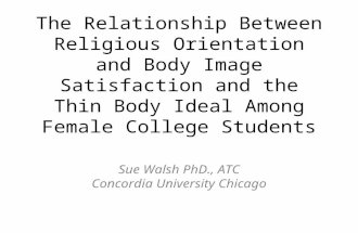 The Relationship Between Religious Orientation and Body Image Satisfaction and the Thin Body Ideal Among Female College Students Sue Walsh PhD., ATC Concordia.