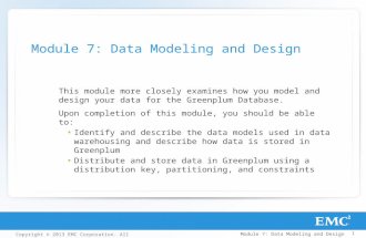 Copyright © 2013 EMC Corporation. All Rights Reserved. Module 7: Data Modeling and Design This module more closely examines how you model and design your.