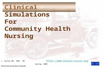 Clinical Simulations For Community Health Nursing J. Carley RN, MSN, MA  Spring, 2008 University.
