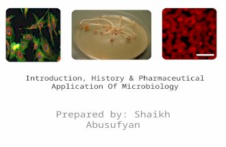 Introduction, History & Pharmaceutical Application Of Microbiology Prepared by: Shaikh Abusufyan.