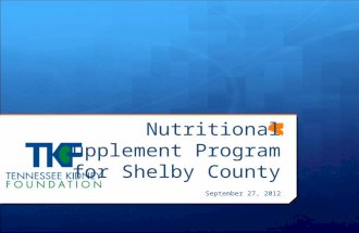 Nutritional Supplement Program for Shelby County September 27, 2012.
