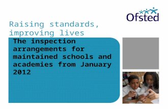 Raising standards, improving lives The inspection arrangements for maintained schools and academies from January 2012.