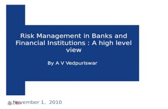 Risk Management in Banks and Financial Institutions : A high level view By A V Vedpuriswar November 1, 2010.