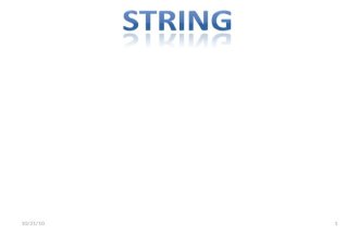 10/21/101. 2 What are Strings?... A combination of characters is a string. Strings are instances of the class ‘String’. When a string is used in programs,
