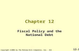 Chapter 12 Fiscal Policy and the National Debt 12-1 Copyright  2005 by The McGraw-Hill Companies, Inc. All rights reserved.