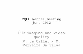 VQEG Rennes meeting june 2012 HDR imaging and video quality P. Le Callet / M. Perreira Da Silva.