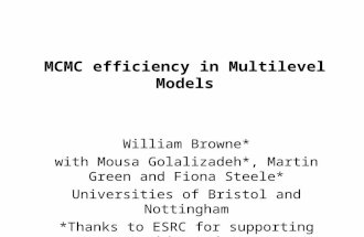 MCMC efficiency in Multilevel Models William Browne* with Mousa Golalizadeh*, Martin Green and Fiona Steele* Universities of Bristol and Nottingham *Thanks.