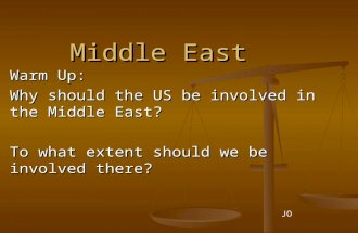 Middle East Warm Up: Why should the US be involved in the Middle East? To what extent should we be involved there? JO.