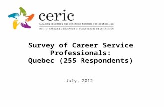 Survey of Career Service Professionals: Quebec (255 Respondents) July, 2012.