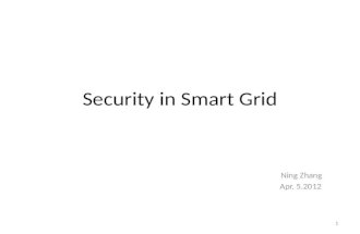 Security in Smart Grid Ning Zhang Apr. 5.2012 1. outline Part I: – Introduction to smart grid – Cyber security – Physical security Part II: – A authenticate.