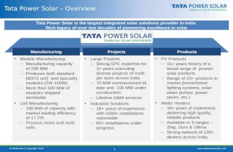 Confidential © Copyright 2012 0 Tata Power Solar – Overview Tata Power Solar is the largest integrated solar solutions provider in.