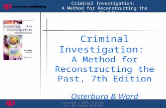 1 Book Cover Here Copyright © 2014, Elsevier Inc. All Rights Reserved Criminal Investigation: A Method for Reconstructing the Past, 7 th Edition Criminal.