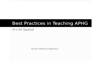 Best Practices in Teaching APHG It’s All Spatial Sarah Witham Bednarz.