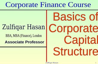 Zulfiqar Hasan1. 2 Contents Definition of Corporate capital Structure; Determinants of Corporate Capital Structure; The Capital-Structure Question and.