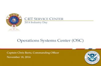 C4IT S ERVICE C ENTER 2014 Industry Day Operations Systems Center (OSC) Captain Chris Bartz, Commanding Officer November 18, 2014.