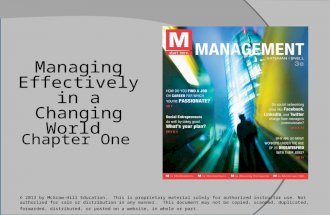 Chapter One Managing Effectively in a Changing World © 2013 by McGraw-Hill Education. This is proprietary material solely for authorized instructor use.