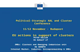 Political-Strategic AAL and Cluster Conference 11/12 November - Budapest EU actions in support of clusters PETER KELLER On behalf of SMEs: Clusters and.