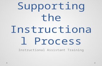 Supporting the Instructional Process Instructional Assistant Training.
