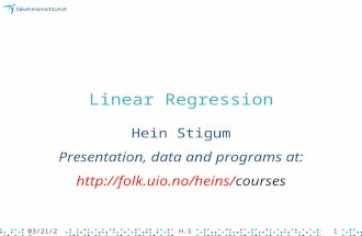 Jul-15H.S.1 Linear Regression Hein Stigum Presentation, data and programs at: .