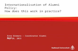 Internationalisation of Alumni Policy: How does this work in practice? Erna Dikmans – Coordinator Alumni Team May 28, 2015.