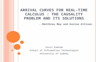 A RRIVAL C URVES FOR R EAL -T IME C ALCULUS : THE C AUSALITY P ROBLEM AND ITS S OLUTIONS - Matthieu Moy and Karine Altisen Vasvi Kakkad School of Information.