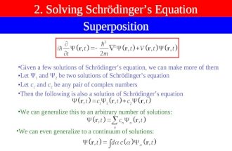 2. Solving Schrödinger’s Equation Superposition Given a few solutions of Schrödinger’s equation, we can make more of them Let  1 and  2 be two solutions.