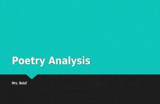Poetry Analysis Mrs. Belof. Poetry Analysis Using the TP- CASTT Method.