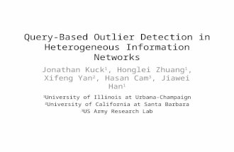 Query-Based Outlier Detection in Heterogeneous Information Networks Jonathan Kuck 1, Honglei Zhuang 1, Xifeng Yan 2, Hasan Cam 3, Jiawei Han 1 1 University.