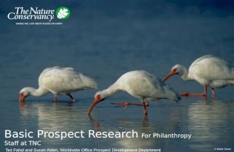 © Martin Green Basic Prospect Research For Philanthropy Staff at TNC Teri Fahsl and Susan Alden, Worldwide Office Prospect Development Department.