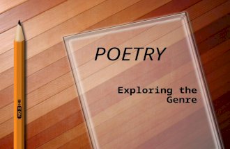 POETRY Exploring the Genre. Poetry: Exploring the Genre Whether telling a story, capturing a single moment, or describing nature in a whole new way, poetry.