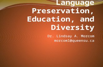Dr. Lindsay A. Morcom morcoml@queensu.ca. Introduction Acknowledgement of territory About me About the Aboriginal Teacher Education Prorgram at Queen’s.
