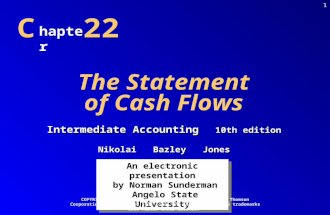 1 The Statement of Cash Flows C hapter 22 An electronic presentation by Norman Sunderman Angelo State University An electronic presentation by Norman Sunderman.