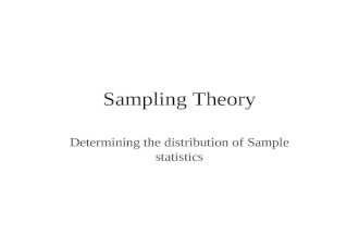 Sampling Theory Determining the distribution of Sample statistics.