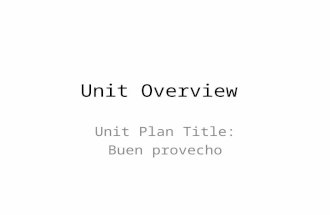 Unit Overview Unit Plan Title: Buen provecho. Curriculum-Framing Questions Essential Question Unit Questions Content Questions Does everyone around the.