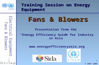 1 Training Session on Energy Equipment Fans & Blowers Presentation from the “Energy Efficiency Guide for Industry in Asia” .