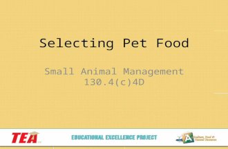 Selecting Pet Food Small Animal Management 130.4(c)4D.