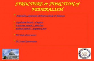 STRUCTURE & FUNCTION of FEDERALISM Federalism, Separation of Power, Checks & Balances Federalism, Separation of Power, Checks & Balances Legislative Branch.