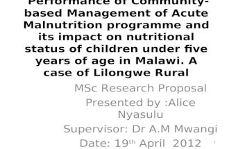 Performance of Community- based Management of Acute Malnutrition programme and its impact on nutritional status of children under five years of age in.