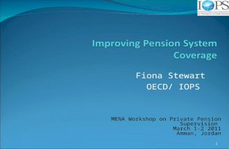 Fiona Stewart OECD/ IOPS MENA Workshop on Private Pension Supervision March 1-2 2011 Amman, Jordan 1.