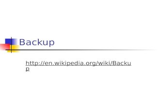 Backup . Backup Backup refers to making copies of data Copies may be used to restore the original after a data loss.