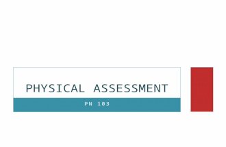PN 103 PHYSICAL ASSESSMENT. SIGNS AND SYMPTOMS Signs Objective data as perceived by the examiner -seen -heard -measured -verified by more than one person.