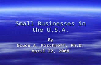 Small Businesses in the U.S.A. By Bruce A. Kirchhoff, Ph.D. April 22, 2008.