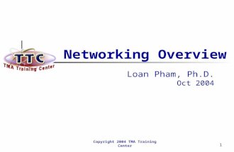 Copyright 2004 TMA Training Center 1 Networking Overview Loan Pham, Ph.D. Oct 2004.