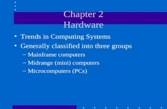 Chapter 2 Hardware Trends in Computing Systems Generally classified into three groups –Mainframe computers –Midrange (mini) computers –Microcomputers (PCs)
