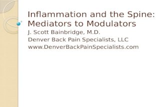 Inflammation and the Spine: Mediators to Modulators J. Scott Bainbridge, M.D. Denver Back Pain Specialists, LLC .
